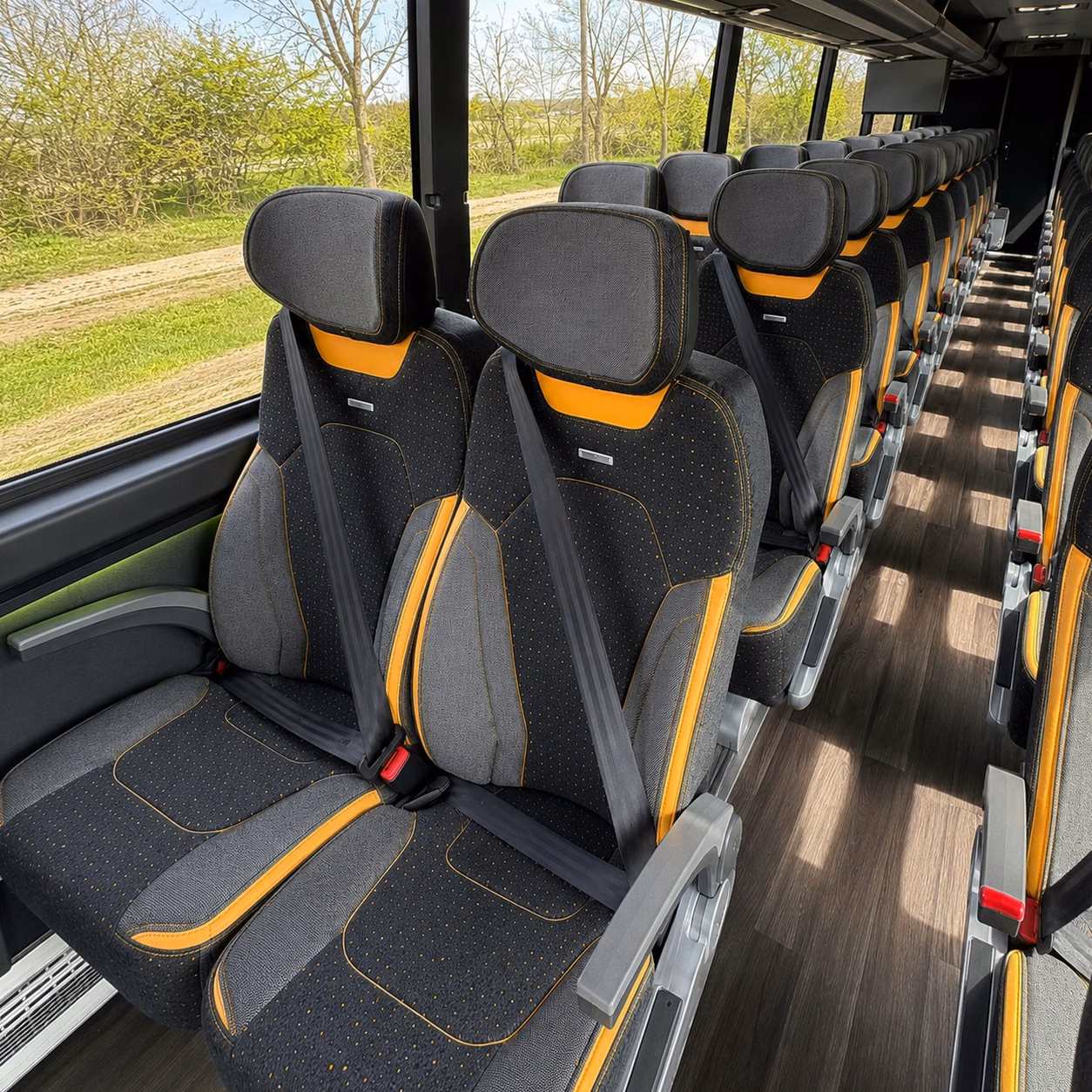 56 passenger charter bus inside
